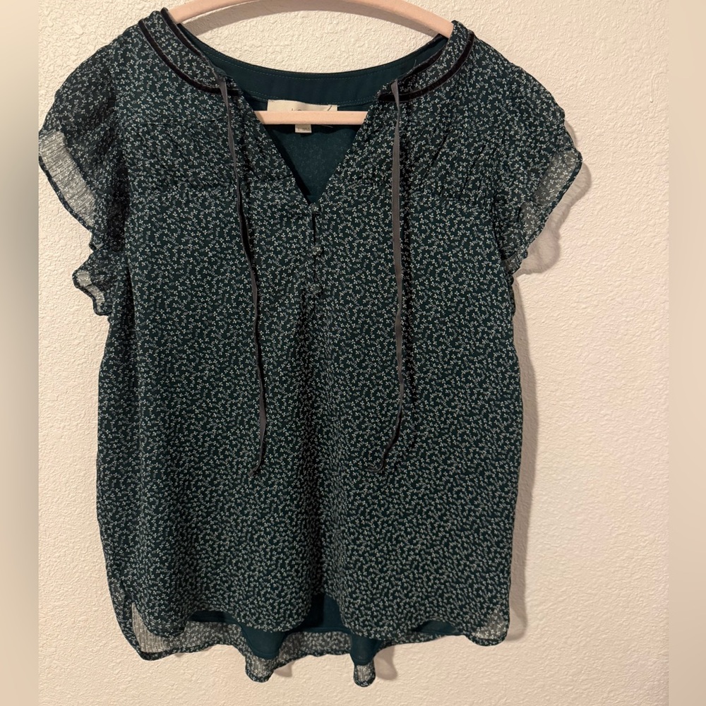 Loft Green Patterned Top